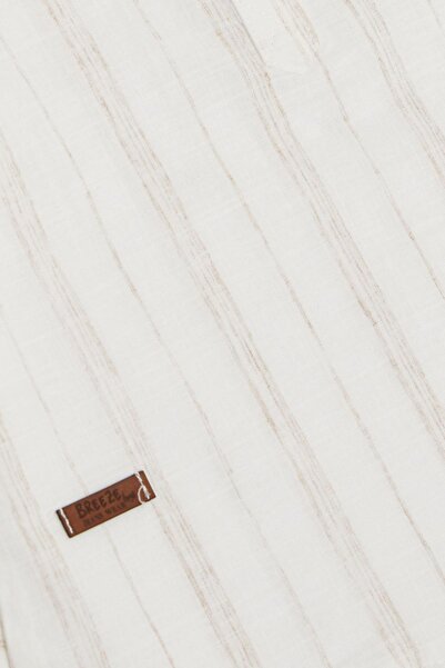 Breeze 3-7 Years Old Boy Shirt - Letter Embroidery, Half Button, Ecru