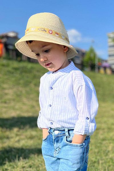 Breeze 3-7 Years Old Boy Shirt - Letter Embroidery, Buttoned, White