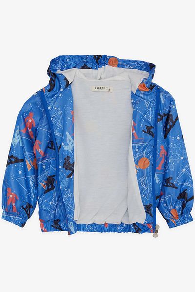 Breeze Boy's Raincoat Winter Sports Themed Skier Patterned 1-6 Years, Saks Blue