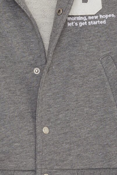 Breeze Girls & Boys Boys College Coat Letter Embroidered Snap Fastener 8-14 Years, Dark Gray Melange