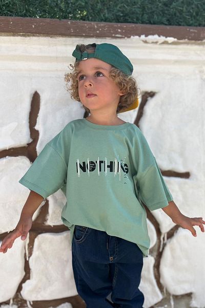 Breeze Tricou pentru băieți pentru fete și băieți cu imprimare text, 5-10 ani, verde mentă