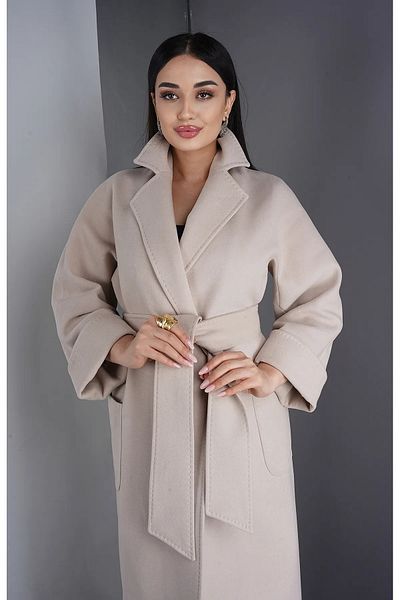 Eccim Fashion Long Cashmere Overcoat Coat with Double-breasted Collar Belt
