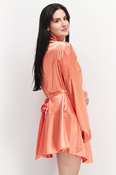 Tfnc Women Plain Wrap Mini Dress, Peach