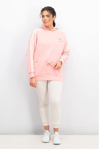 adidas Women Sportswear Fit Logo 3 Stripe Hoodie Sweater, Glow Pink