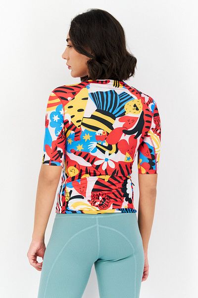 adidas Women Sportswear Fit Allover Print Training Jersey, Red Combo