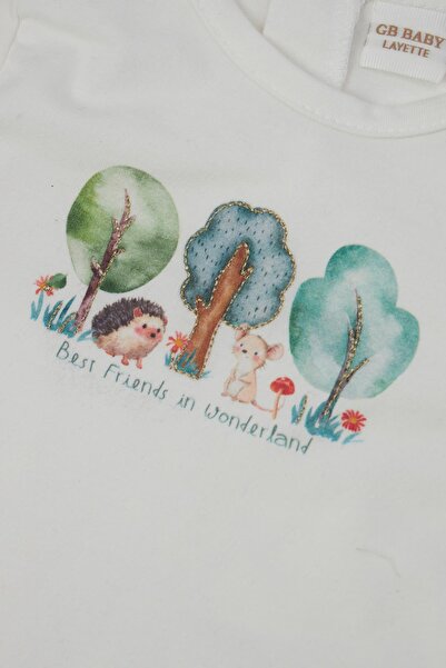 Layette Bg Store Baby Girl Ecru Bodysuit 22Fw0Lt7501