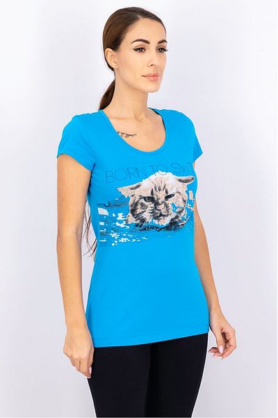 ARENA Women Graphic Print Beachwear Top, Turquoise