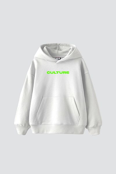 Sekizbiraltı Culture Ethnic Printed Oversize Unisex Premium White Hoodie