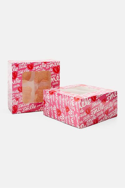 iBiLi 2pcs Storage Jars For 4 Cupcakes Cardboard, Pink Combo