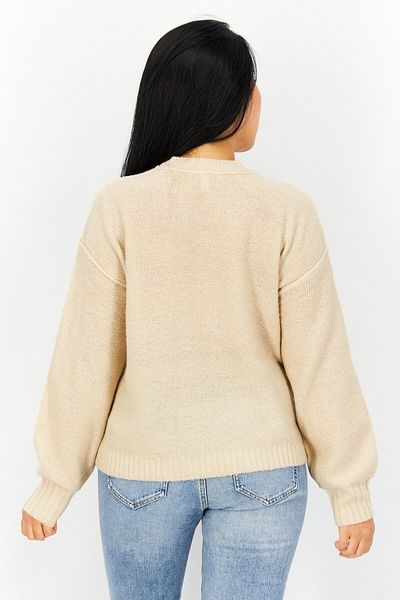 edc Women Crew Neck Knitted Sweater, Tan