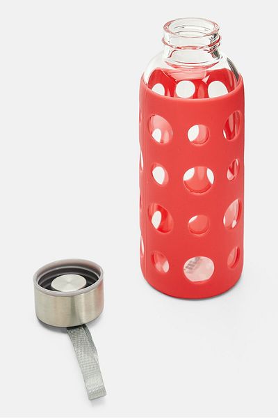 iBiLi Glass Water Bottle With Silicone Cover 400 Ml, Transparent