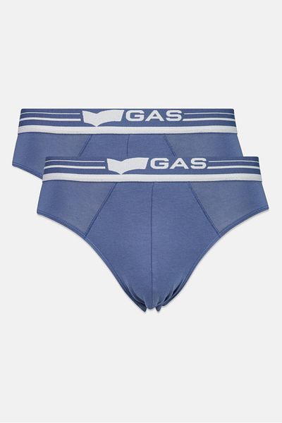 GAS ملابس داخلية رجالية مكونة من قطعتين بشعار العلامة التجارية، باللون الأزرق