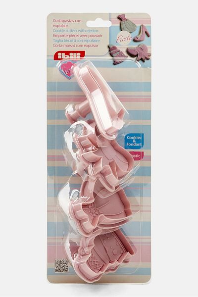 iBiLi 4 Pieces Cookie Cutter With Ejector, Pink