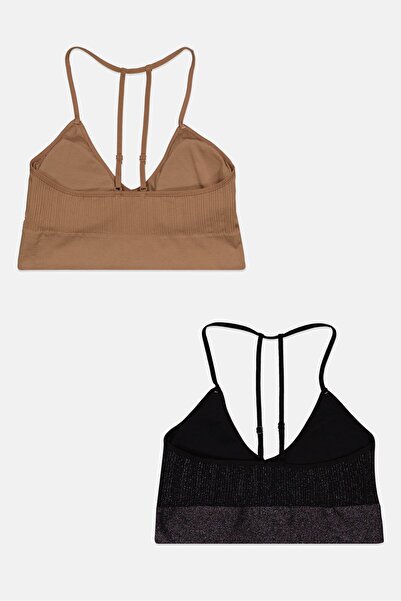 REAL Women 2 Pieces Padded Metallic Bra, Black