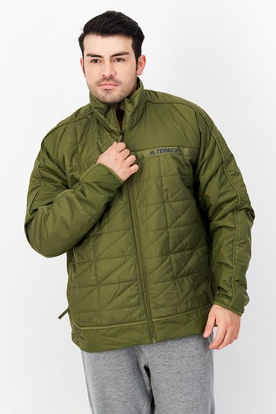 adidas Men Sportswear Fit Long Sleeve Synthetic Insulated Jacket, Olive