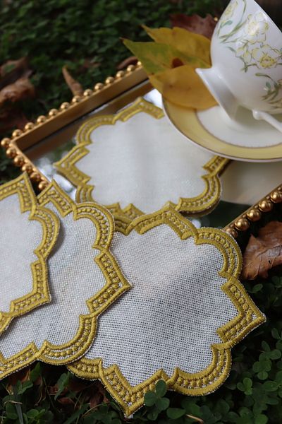 vipceyiz 6-Piece Sparkling Gold Coffee Side Presentation Napkin Suitable for Processing Etamine