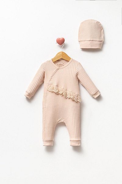 Bubbles 100% Cotton Self Patterned Belden Lace Girl's Jumpsuit