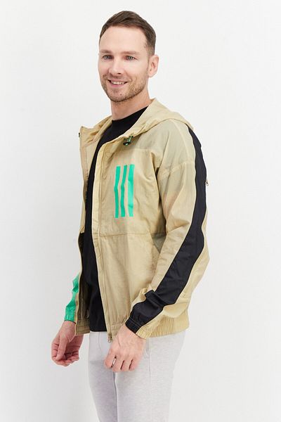 adidas Men Sportswear Fit Long Sleeve Windbreaker Training Jacket, Beige