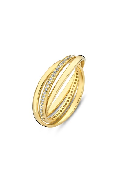 Parte di Me Ponte Vecchio Lanza Ring aus 925er Sterlingsilber, vergoldet mit Zirkonia, PDM33070