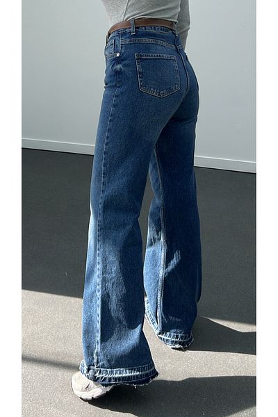 Narferita Massi Denim Color Palazzo Jeans with Leg Detail