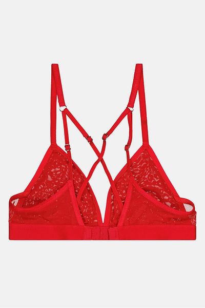 aerie Women Non Padded Textured Bra, Red