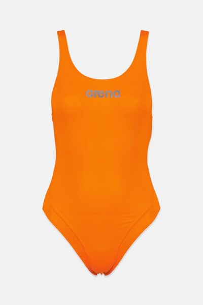 ARENA ملابس سباحة نسائية من قطعة واحدة بشعار العلامة التجارية، برتقالي