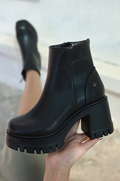 Lizzu Kadın Yüksek Taban Fermuarlı Bot Klira Siyah