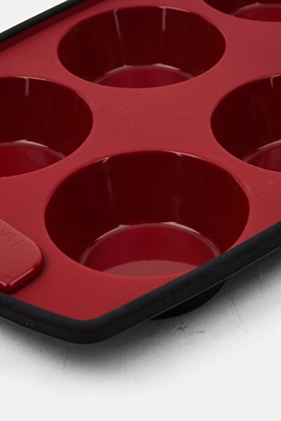 masterclass Silicone Flexible 6 Hole Pan, Maroon
