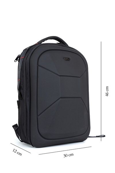 Necati Çanta Waterproof Casual Travel Backpack with 17 Inch Laptop Compartment Black