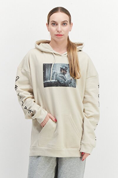 DIFUZED Women Hood With Drawstring Printed Front Pocket Fleece Sweatshirts, B...