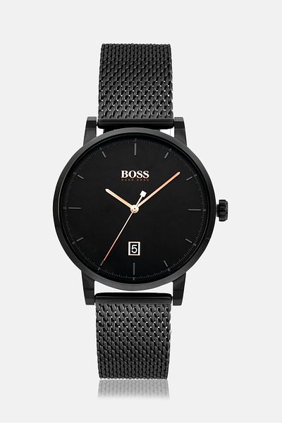 BOSS Men 1513810 Stainless Watch 45mm, Black