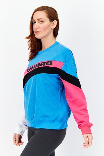 UMBRO Women Sportswear Fit Brand Logo Training Sweatshirts, Blue Combo