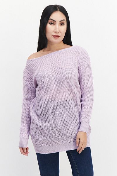 BOOHOO Women Boat Neck Knitted Sweater, Lilac