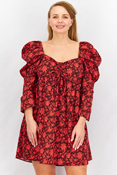 TopShop Women Floral Pattern Mini Casual Dress, Multicolor