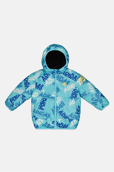 adidas Kids Boy Allover Print Long Sleeve Jacket, Light Blue Combo