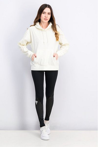 adidas Women Sportswear Fit Long Sleeve Training Sweater, Ivory
