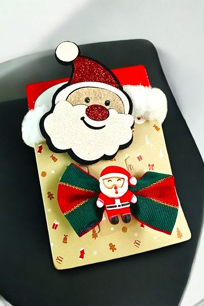 PETEK AKSESUAR 2 Pieces of Rubber Pliers Christmas Themed Hair Clip