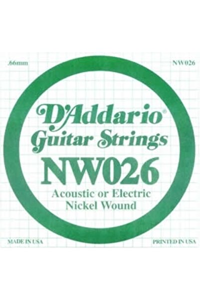 Daddario Nw026 Electro-Acoustic Single String, (Re), Nickel