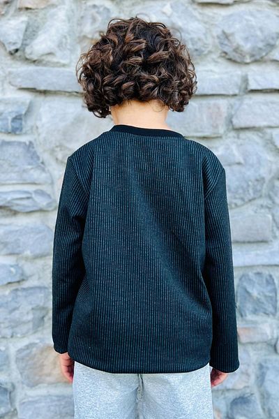 Breeze 6-12 Years Old Boy Striped Printed Long Sleeve T-Shirt - Anthracite
