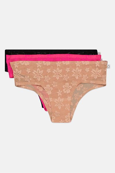 Bcbgeneration Women 3 Piece Lace Cut Panty, Pink Glow