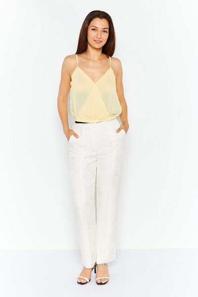PLANET GOLD Women V Neck Sleeveless Textured Crop Top, Yellow