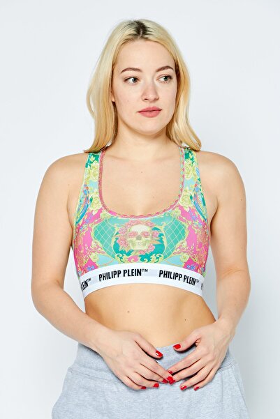 PHILIPP PLEIN Women 2 Pcs Floral Pattern Non Padded Sports Bra, Green Combo