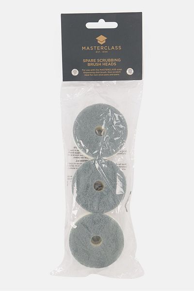 masterclass Pack Of 3 Spare Scrubbing Dish Brush Heads, Grey
