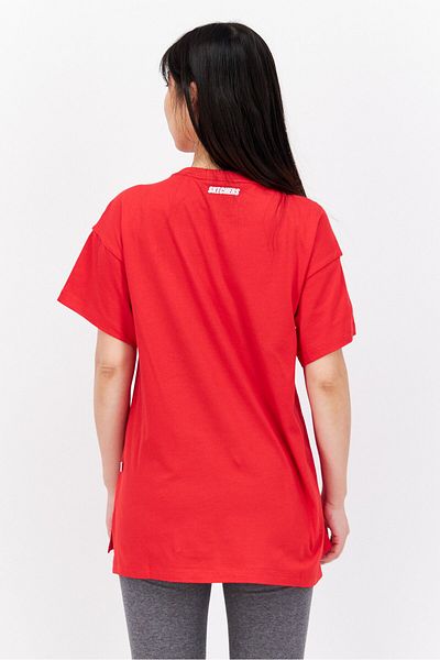 SKECHERS Women Loose Fit Brand Logo Training T-shirt, Red