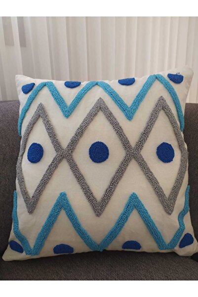 DAXİS Sportwear Company 45x45 см калъф за възглавница от лен - син с мотиви, ...