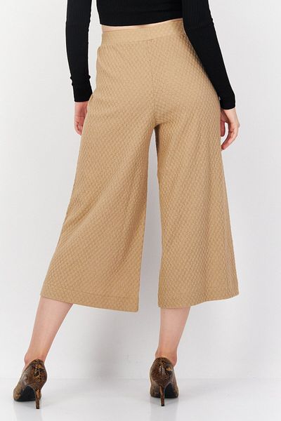 TAIFUN Women Wide Leg Textured Palazzo Pants, Beige