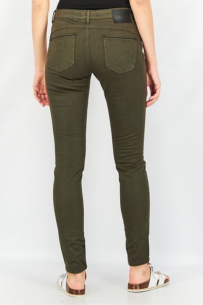 ONE STEP Women Slim Fit Plain Four Pocket Pants, Dark Green