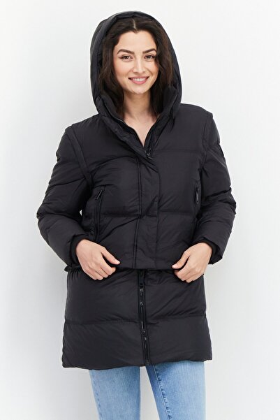 TUMI Women Plain Long Sleeve Hoodie Jacket, Black