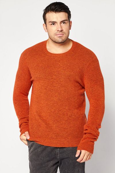 IKKS Men Crew Neck Long Sleeve Knitted Sweater, Brown