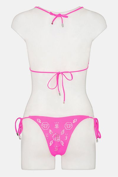 PHILIPP PLEIN Women 2 Pieces Embellished Padded Bikini Top And Bottom Set, Pink